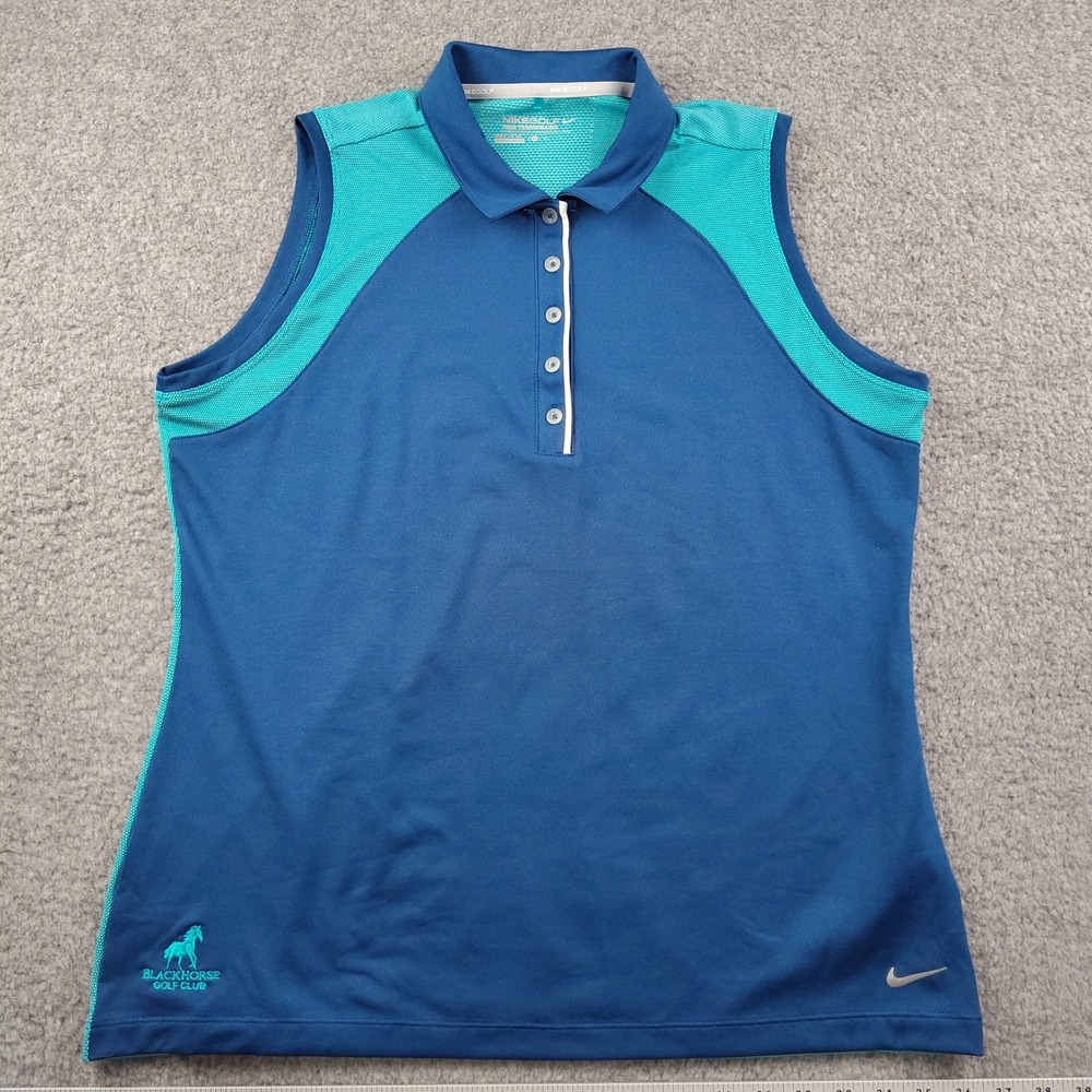 Nike Golf Polo Shirt Sz XL Tour Performance Blue Teal Blackhorse Golf Club EUC